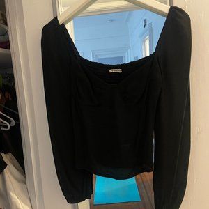 Reformation Square Neckline Top - Black - US Size 6